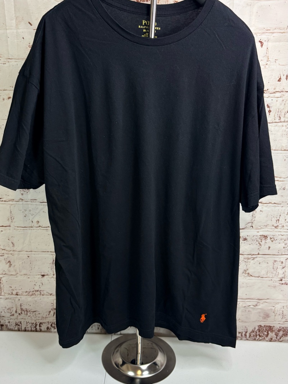 Polo by Ralph Lauren Black Short Sleeve Crewneck Tee with Orange Pony